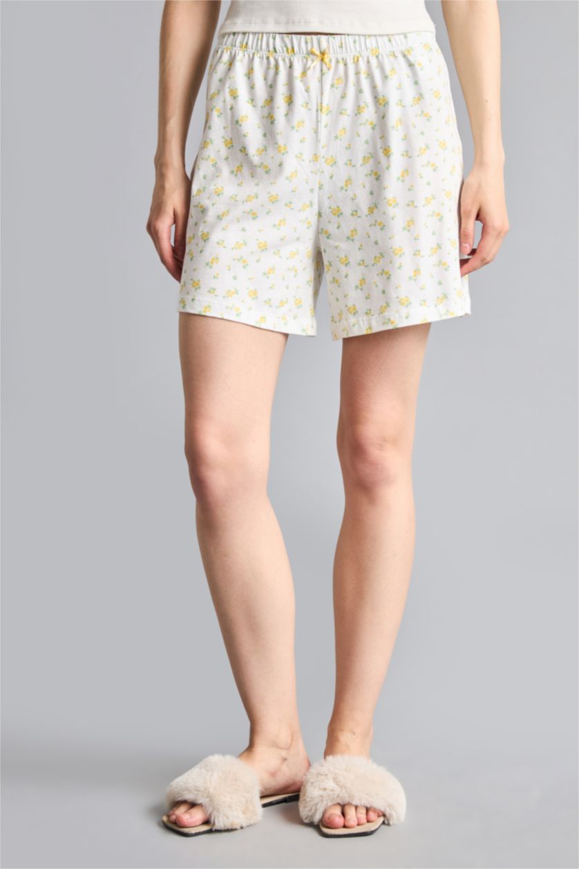 Kadın Ekru Regular Fit Desenli Pijama Alt