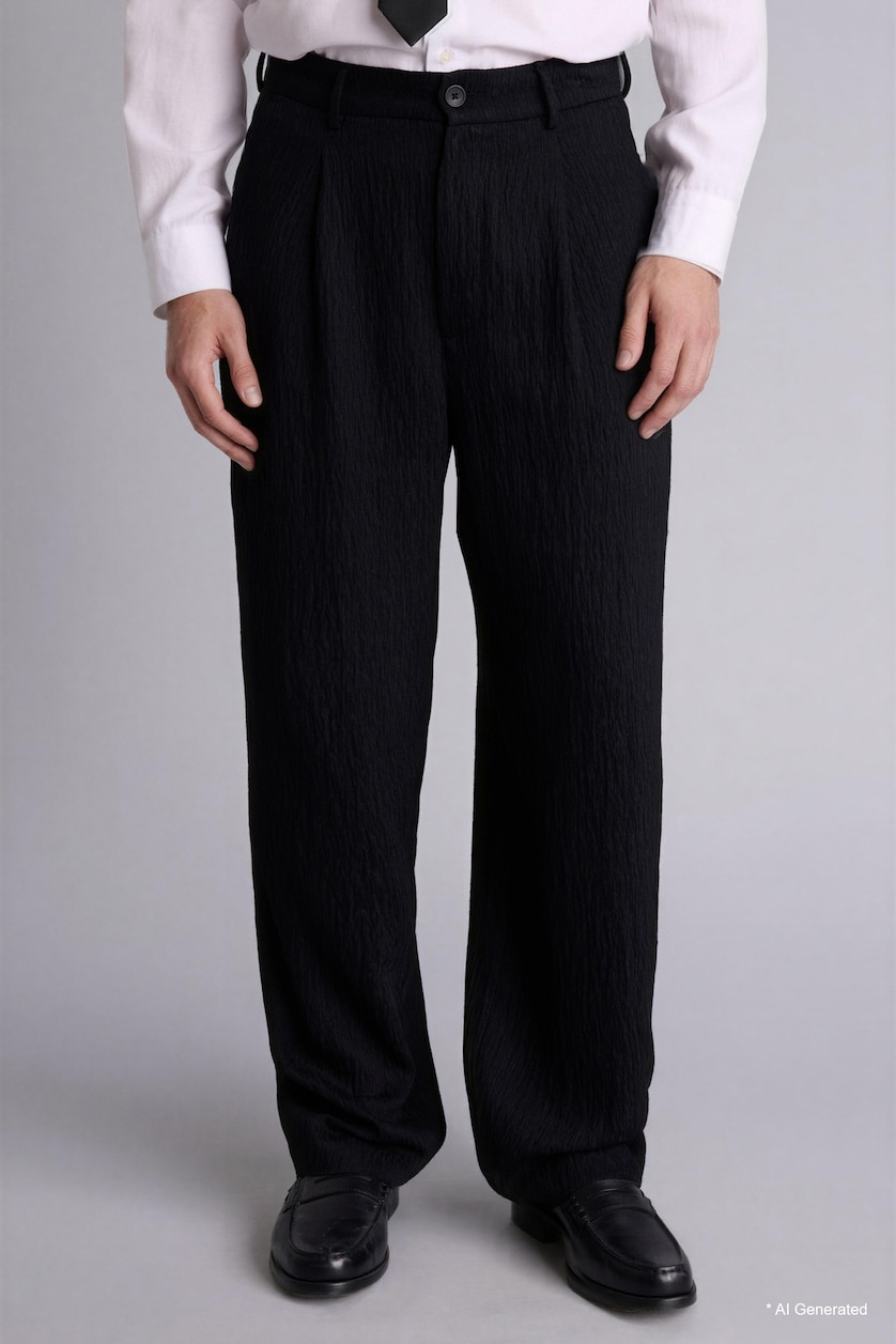 Erkek Siyah Barrel Fit Pantolon