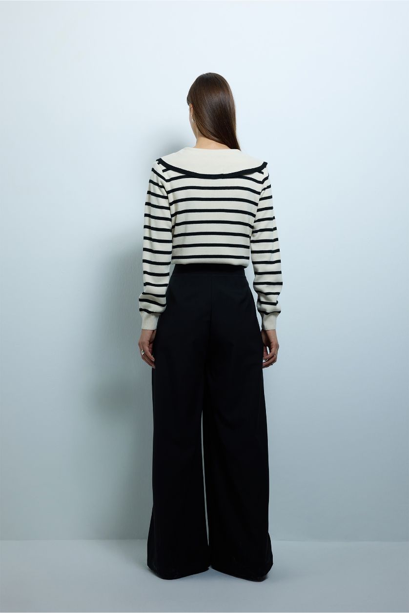 Kadın Siyah Wide Leg Geniş Bol Paça Pantolon