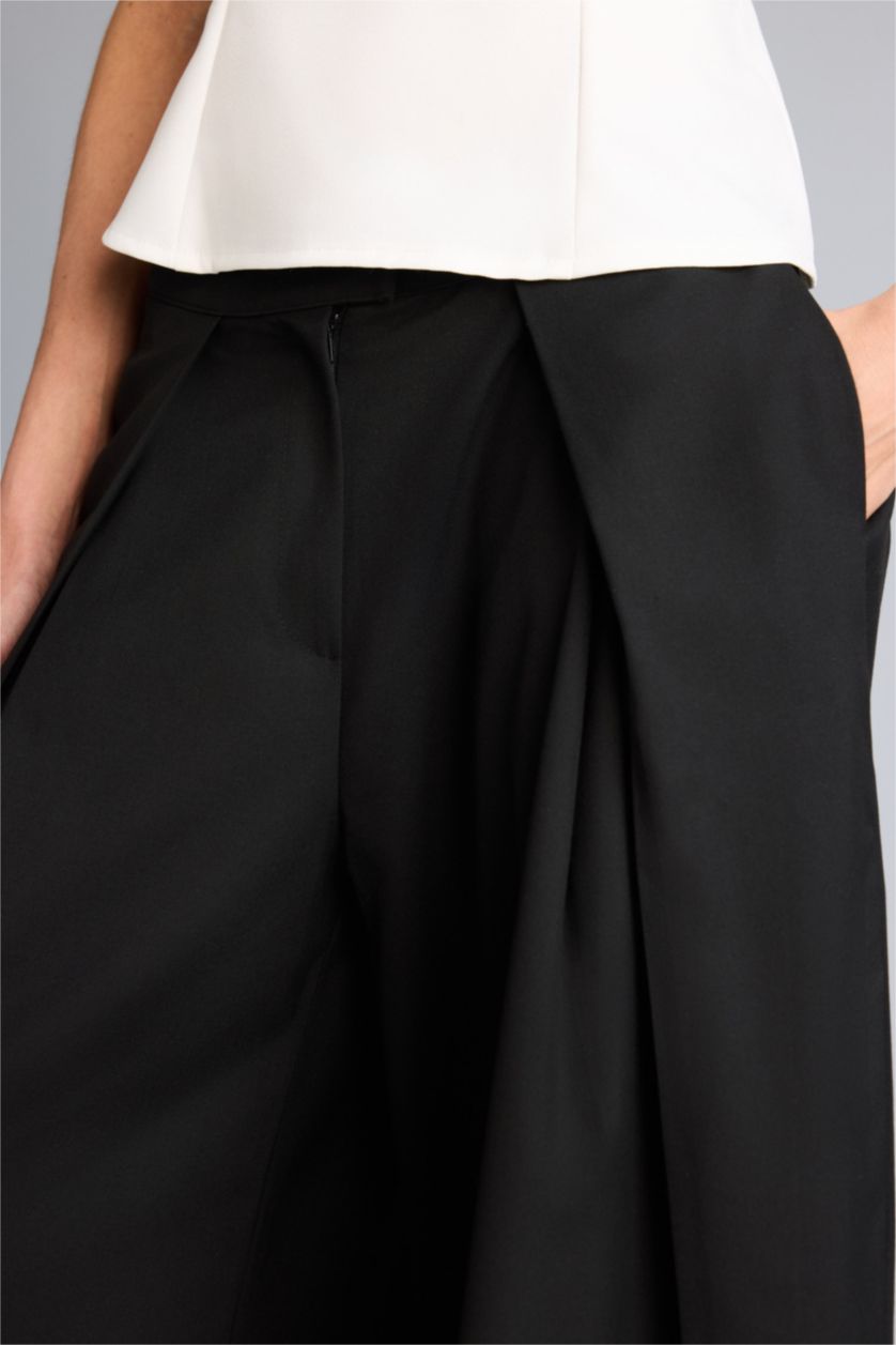 Kadın Siyah Wide Leg Geniş Bol Paça Pantolon