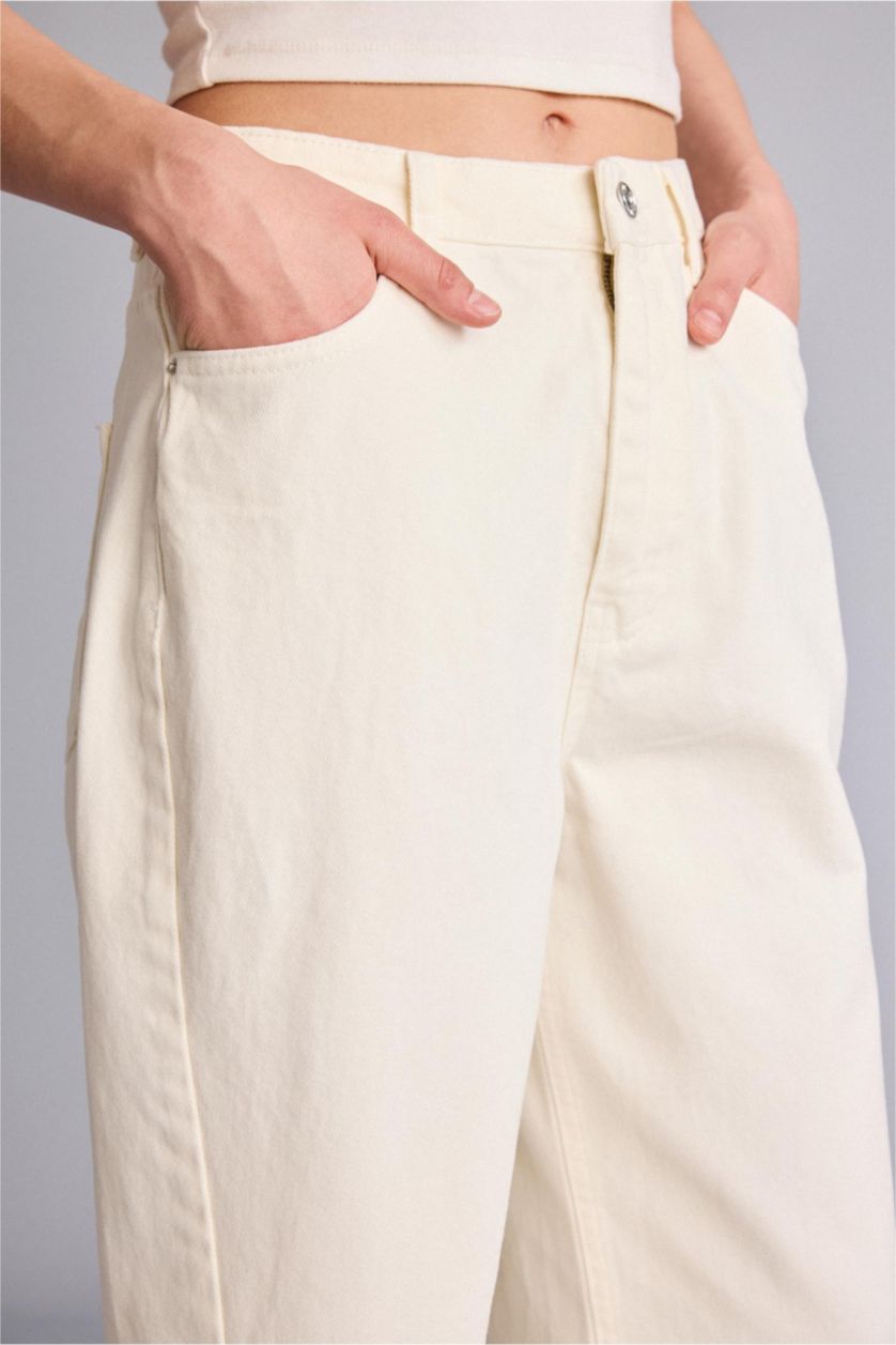 Женщины Кремовый Брюки со средней талией для женщин