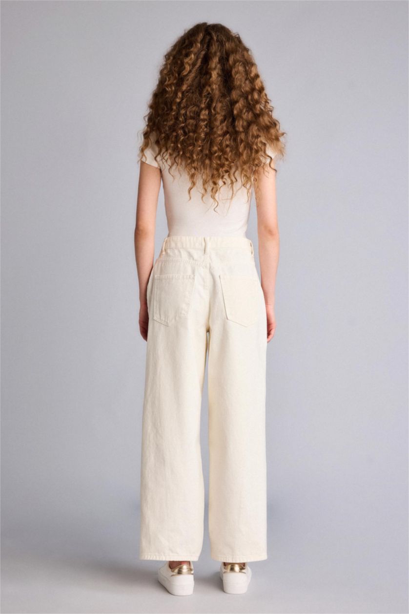 Женщины Кремовый Брюки со средней талией для женщин