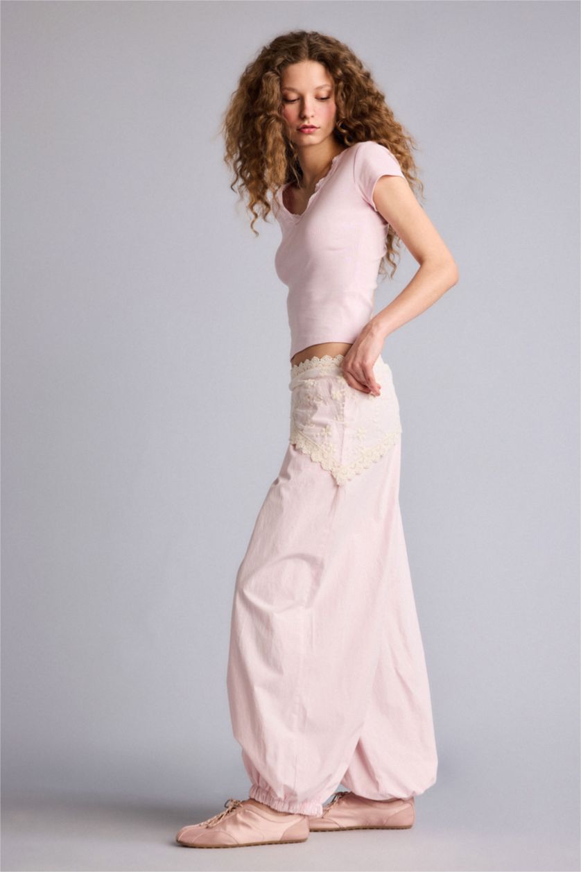 Женщины Розовый Брюки Balloon крой со средней талией для женщин