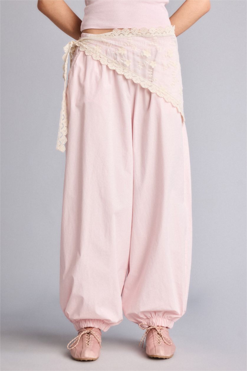 Женщины Розовый Брюки Balloon крой со средней талией для женщин