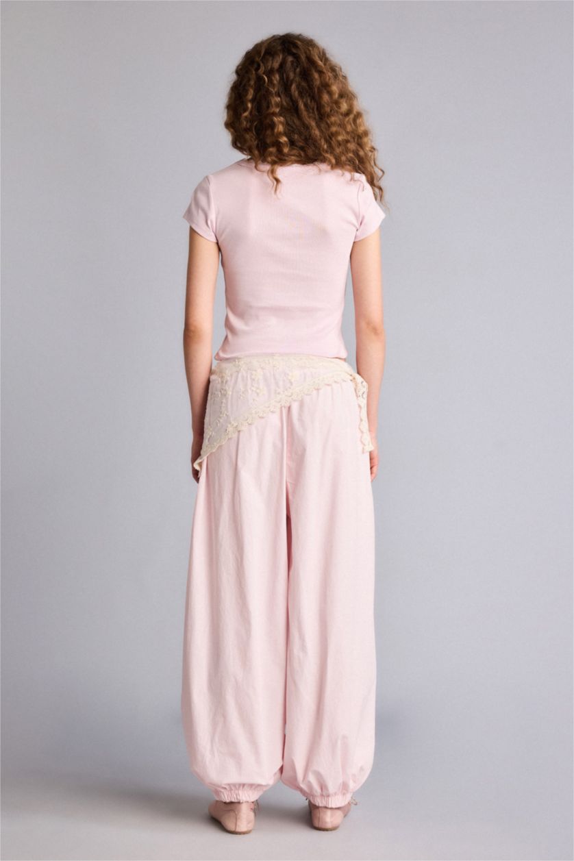 Женщины Розовый Брюки Balloon крой со средней талией для женщин