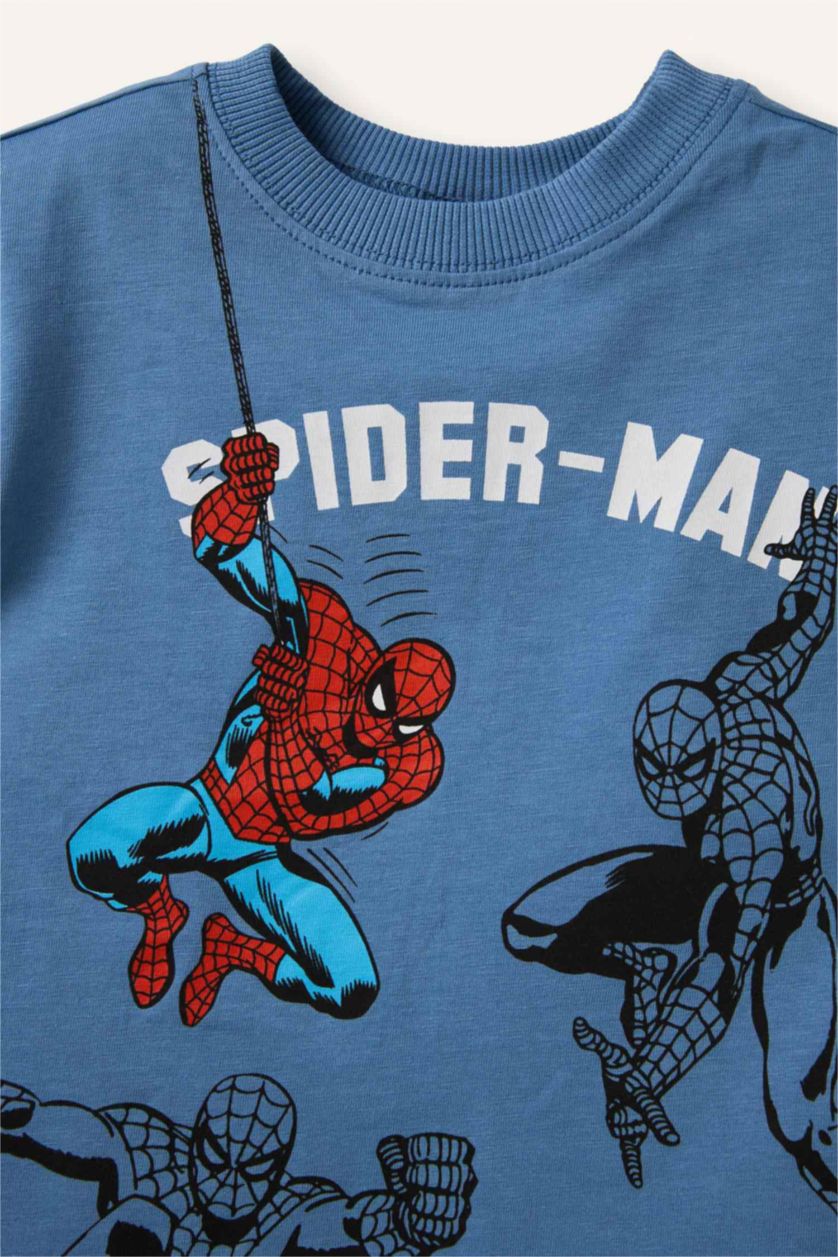 Erkek Bebek Mavi %100 Pamuk Marvel Spıderman Tişört Erkek Bebek