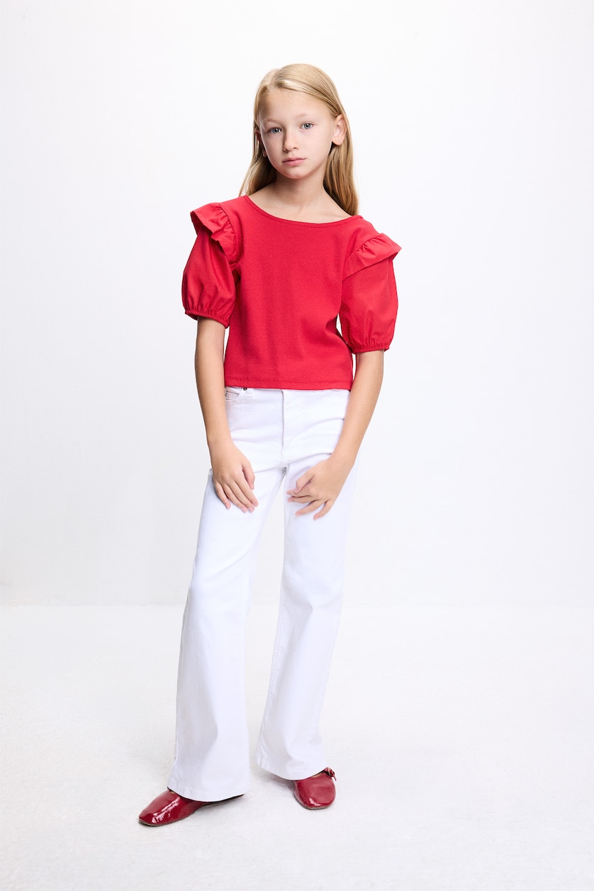 GIRLS & TEENS Red Girl Ribbed Ribbed T-Shirt