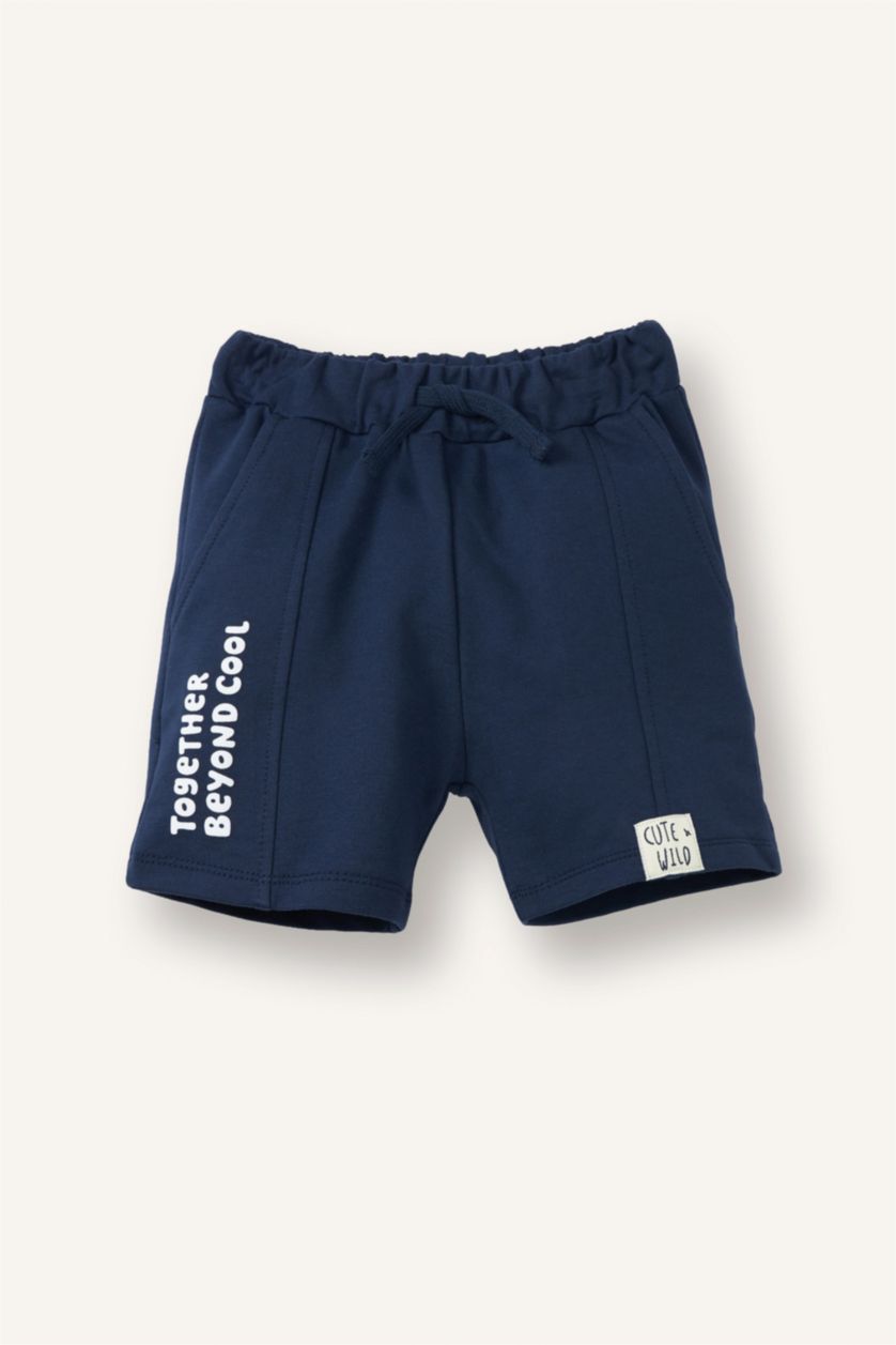 Erkek Bebek Lacivert Baskılı Şort Erkek Bebek