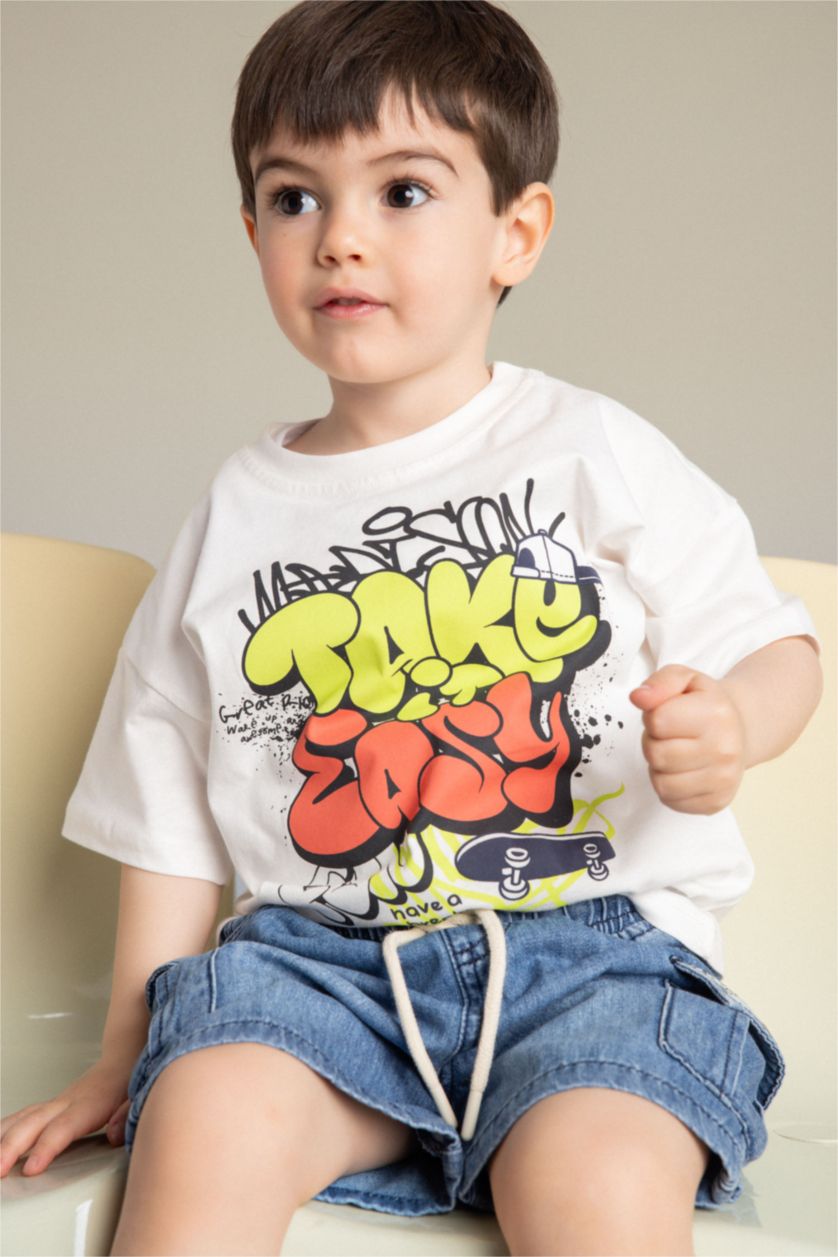 Baby Boys Ecru Regular Fit Short Sleeve T-Shirt