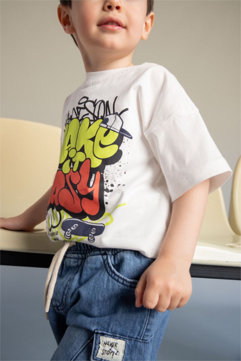 Baby Boys Ecru Regular Fit Short Sleeve T-Shirt