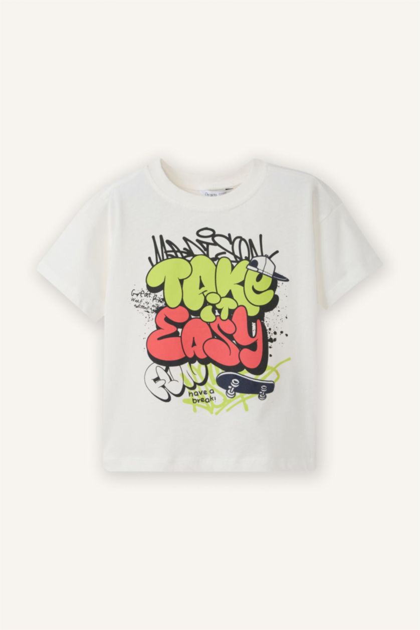 Baby Boys Ecru Regular Fit Short Sleeve T-Shirt