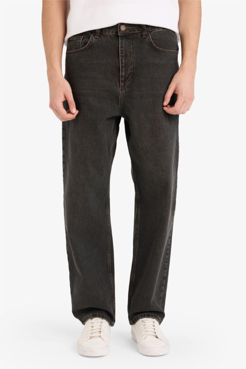 Men Dark Brown Baggy Fit Trousers
