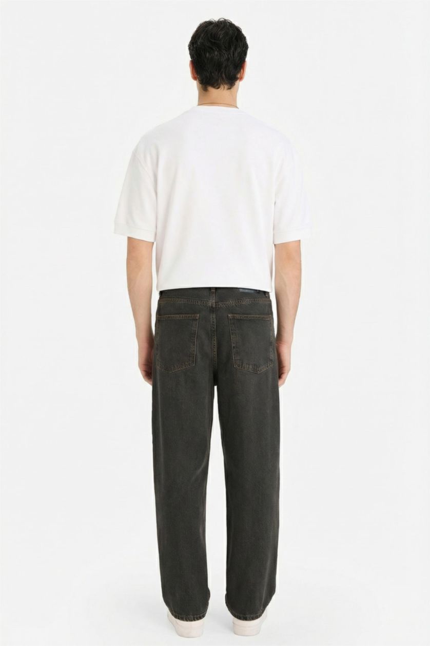 Men Dark Brown Baggy Fit Trousers