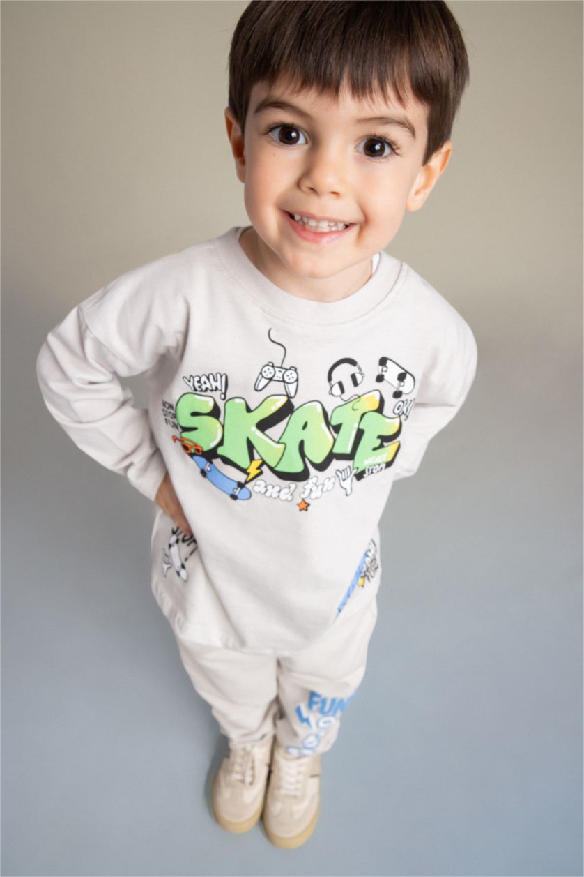 Baby Boys Light Grey Baby Boy Regular Fit Long Sleeve T-Shirt