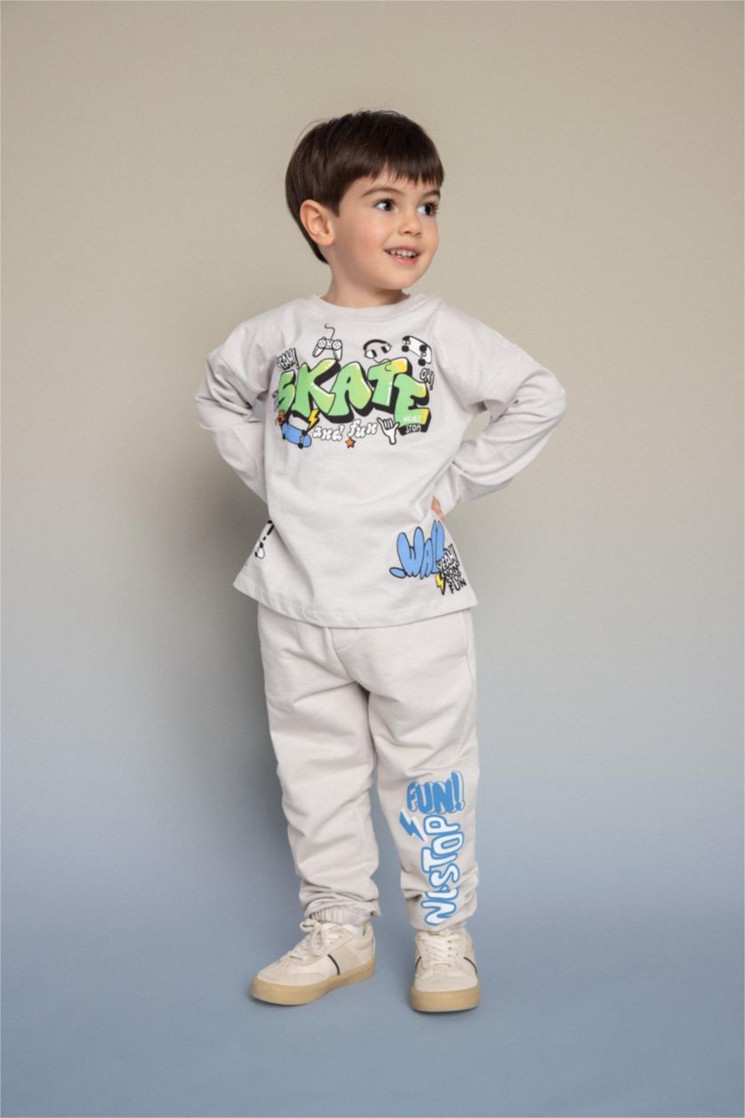 Baby Boys Light Grey Baby Boy Regular Fit Long Sleeve T-Shirt