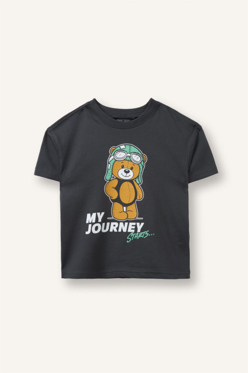 Baby Boys Anthracite Regular Fit Printed Short Sleeve T-Shirt