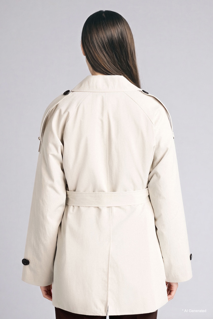 Kadın Açık Gri Regular Fıt Twill Trençkot
