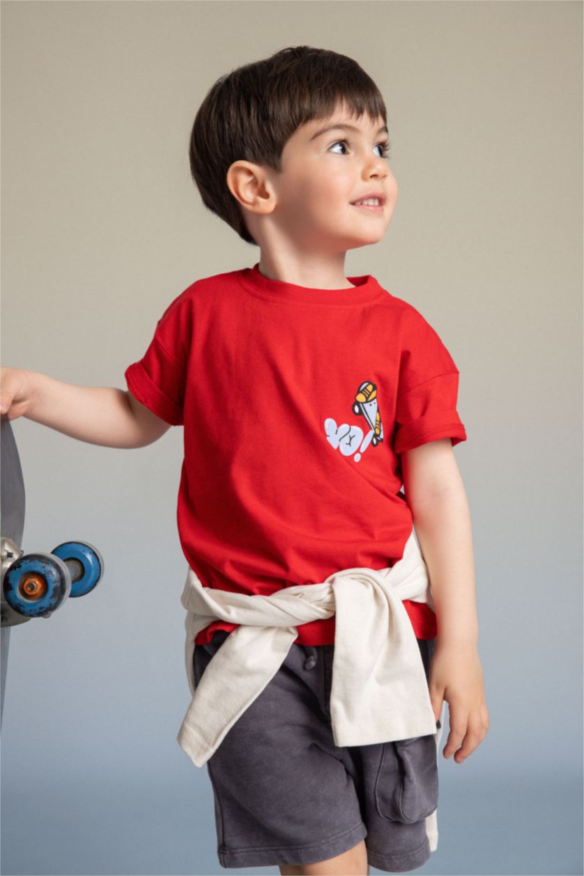 Baby Boys Red Bbay Boy Skateboard Print 2 Piece Set