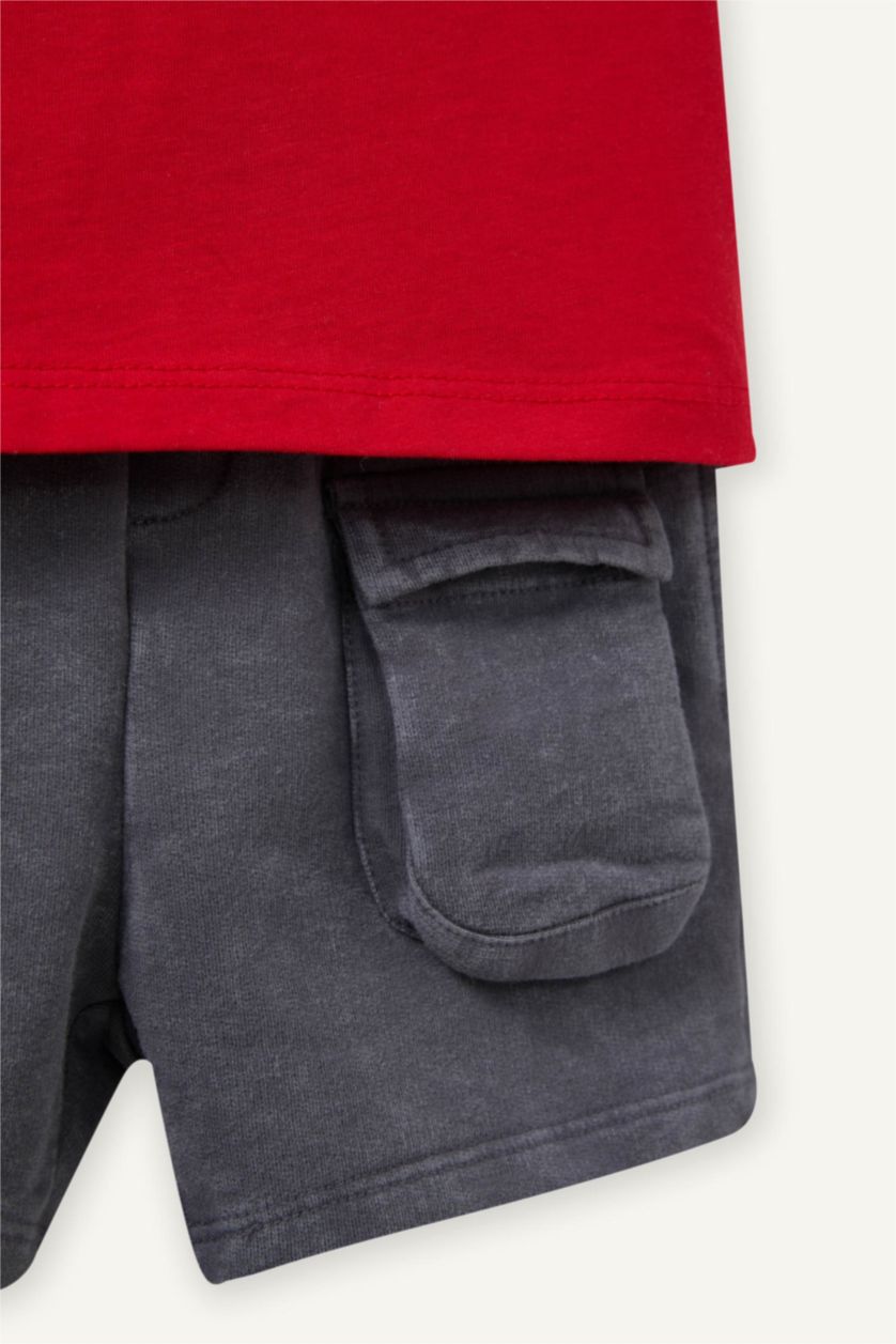 Erkek Bebek Kırmızı Kaykay Baskılı 2'li Takım Erkek Bebek