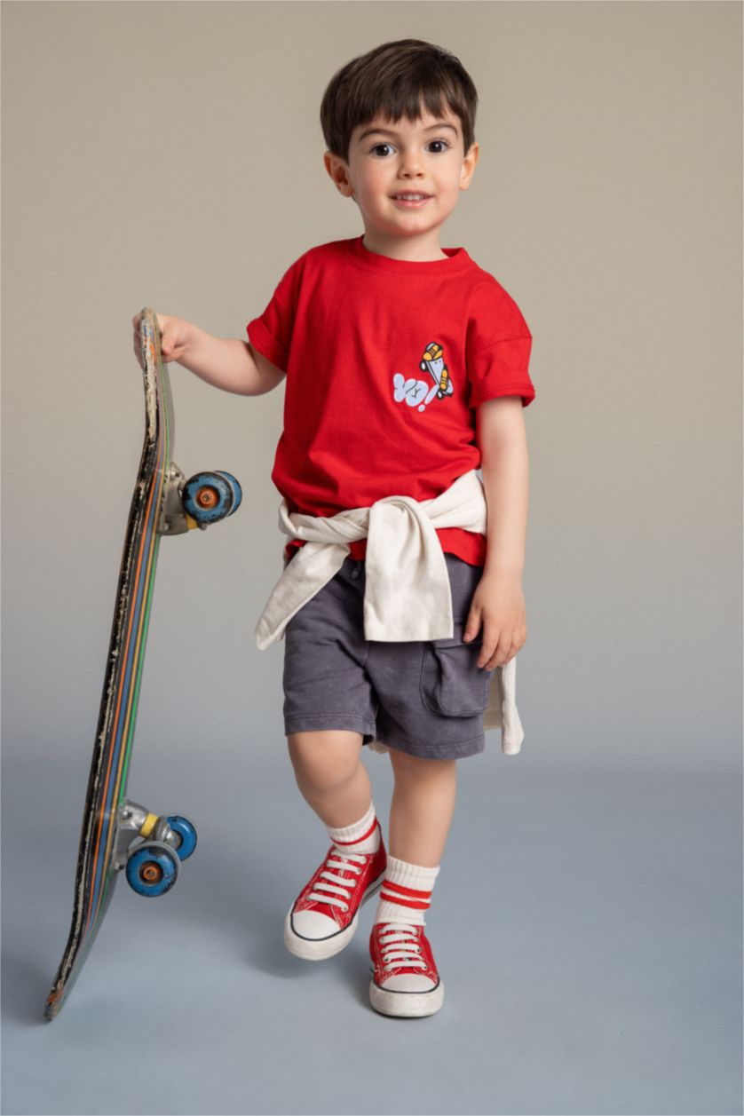 Baby Boys Red Bbay Boy Skateboard Print 2 Piece Set