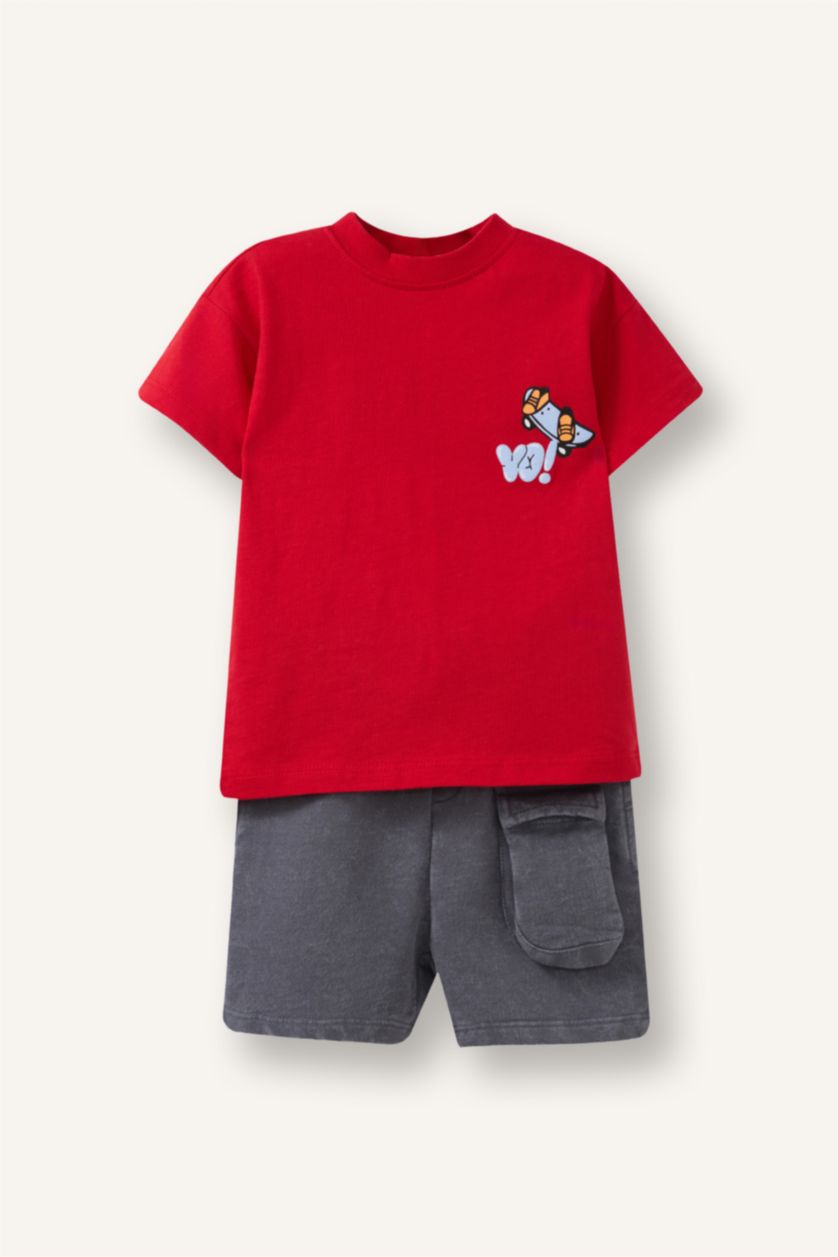 BABY BOY Red Bbay Boy Skateboard Print 2 Piece Set