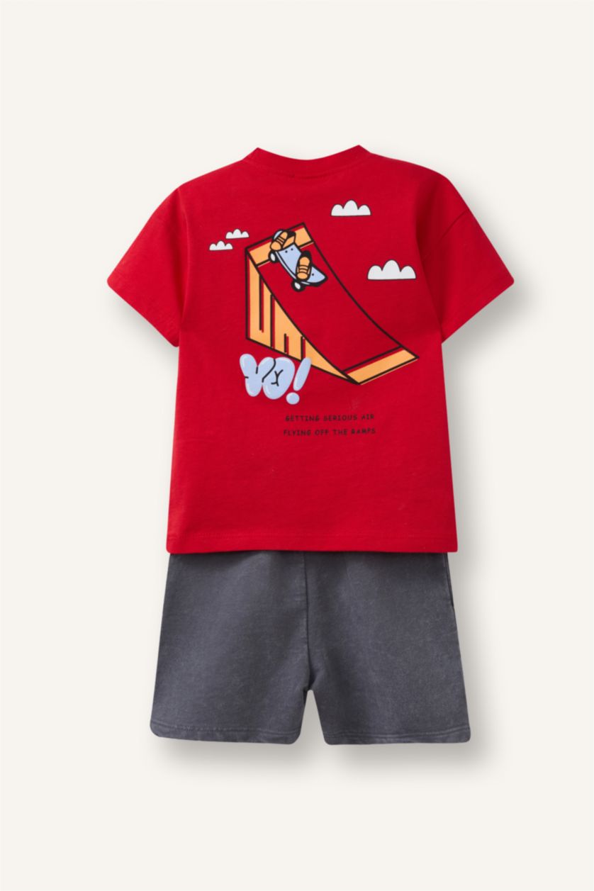BABY BOY Red Bbay Boy Skateboard Print 2 Piece Set