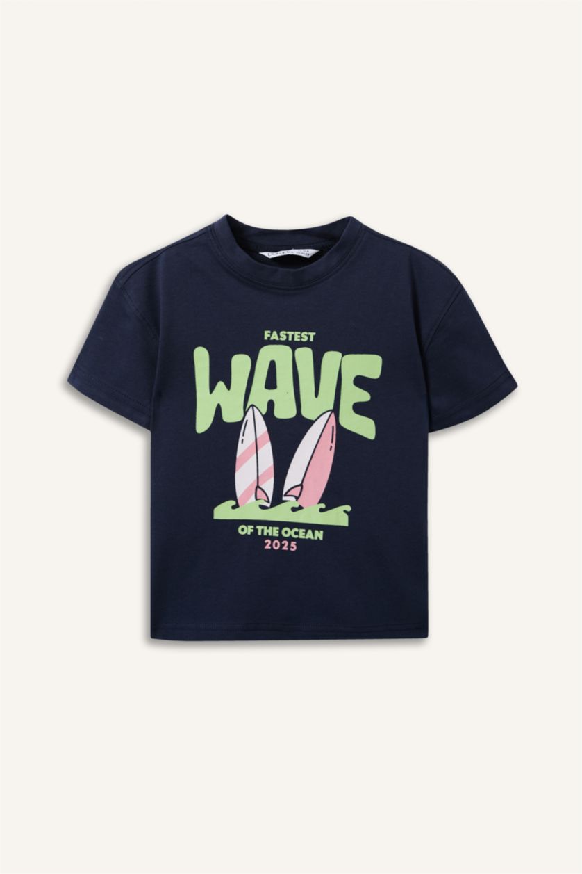 Baby Boys NAVY 2 piece Regular Fit Printed Short Sleeve T-Shirt