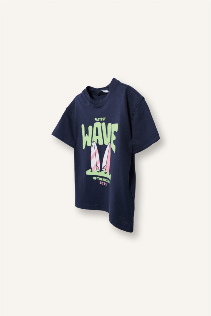 Baby Boys NAVY 2 piece Regular Fit Printed Short Sleeve T-Shirt