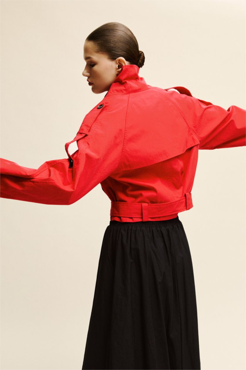 Женщины Красный Тренчкот кроп Twıll для женщин