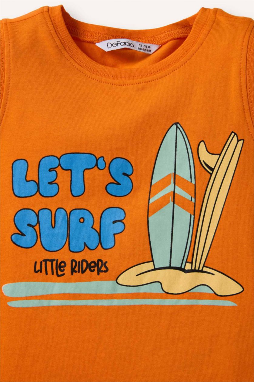 Baby Boys Orange Baby Boy 2 piece Regular Fit Animal Tank Top