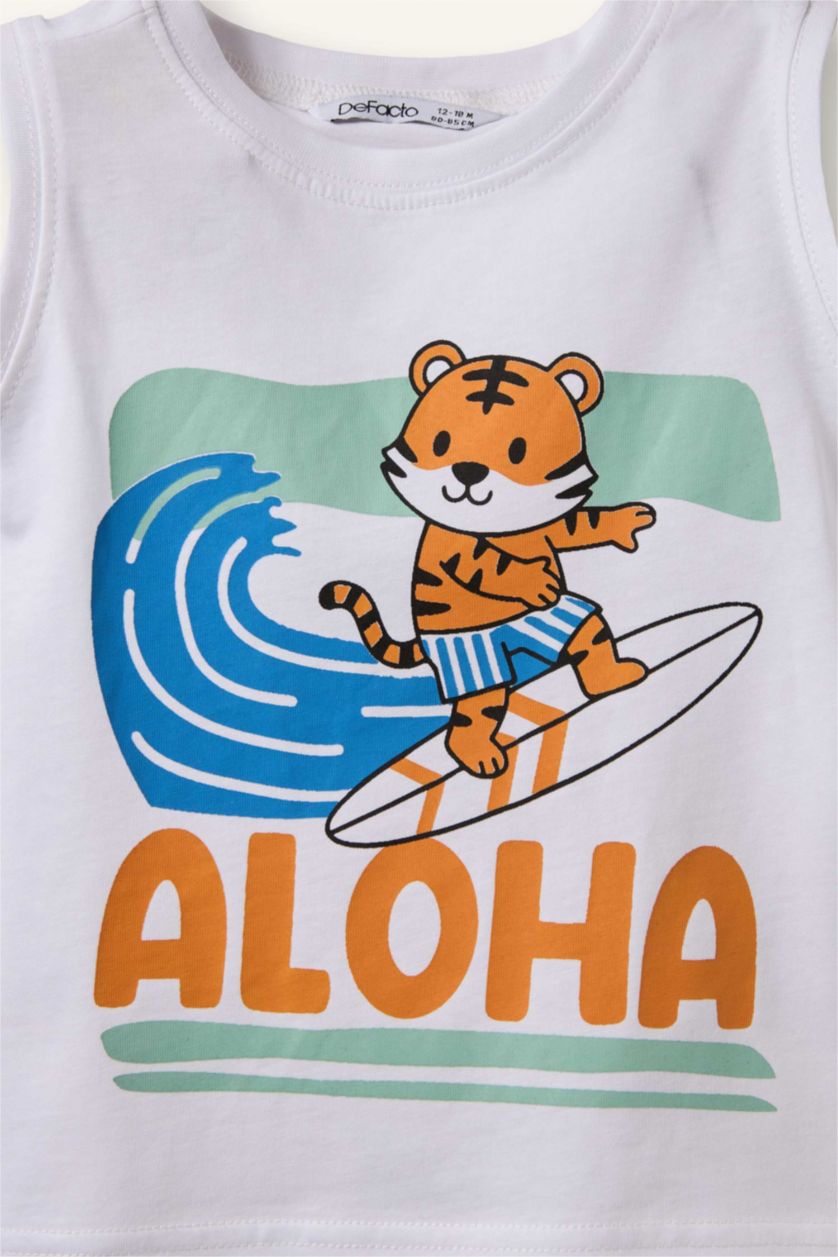 Baby Boys Orange Baby Boy 2 piece Regular Fit Animal Tank Top
