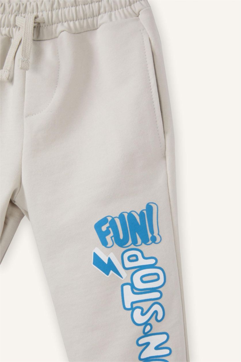 Baby Boys Light Grey Baby Boy Baggy Fit Printed Trousers