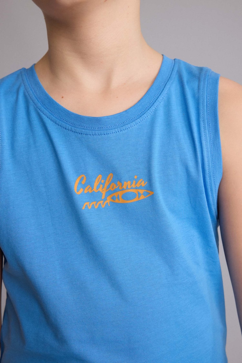 Young Boys - Teen Boys Blue Boy Regular Fit Slogan Tank Top