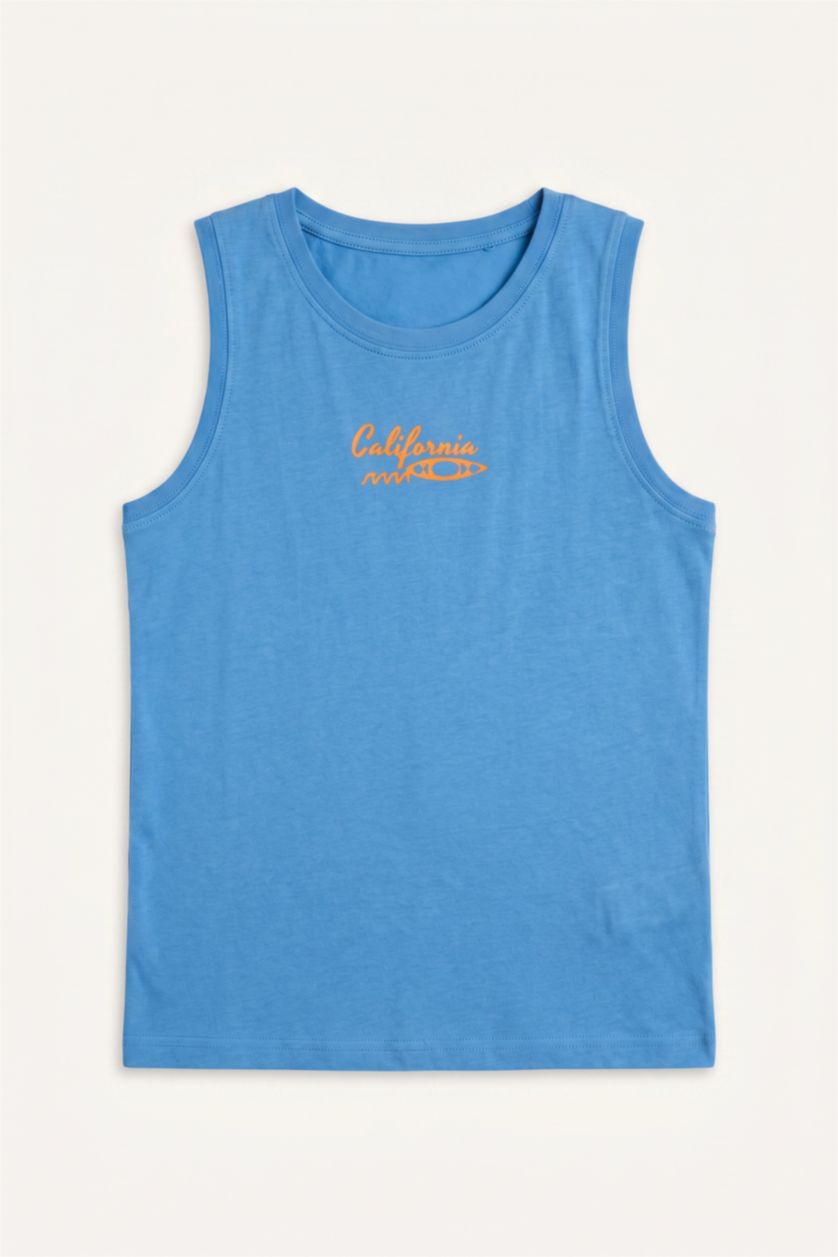 Young Boys - Teen Boys Blue Boy Regular Fit Slogan Tank Top