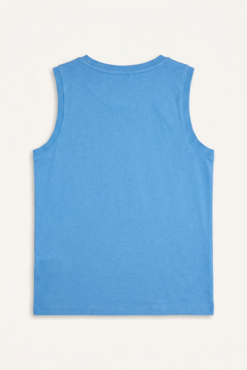 Young Boys - Teen Boys Blue Boy Regular Fit Slogan Tank Top