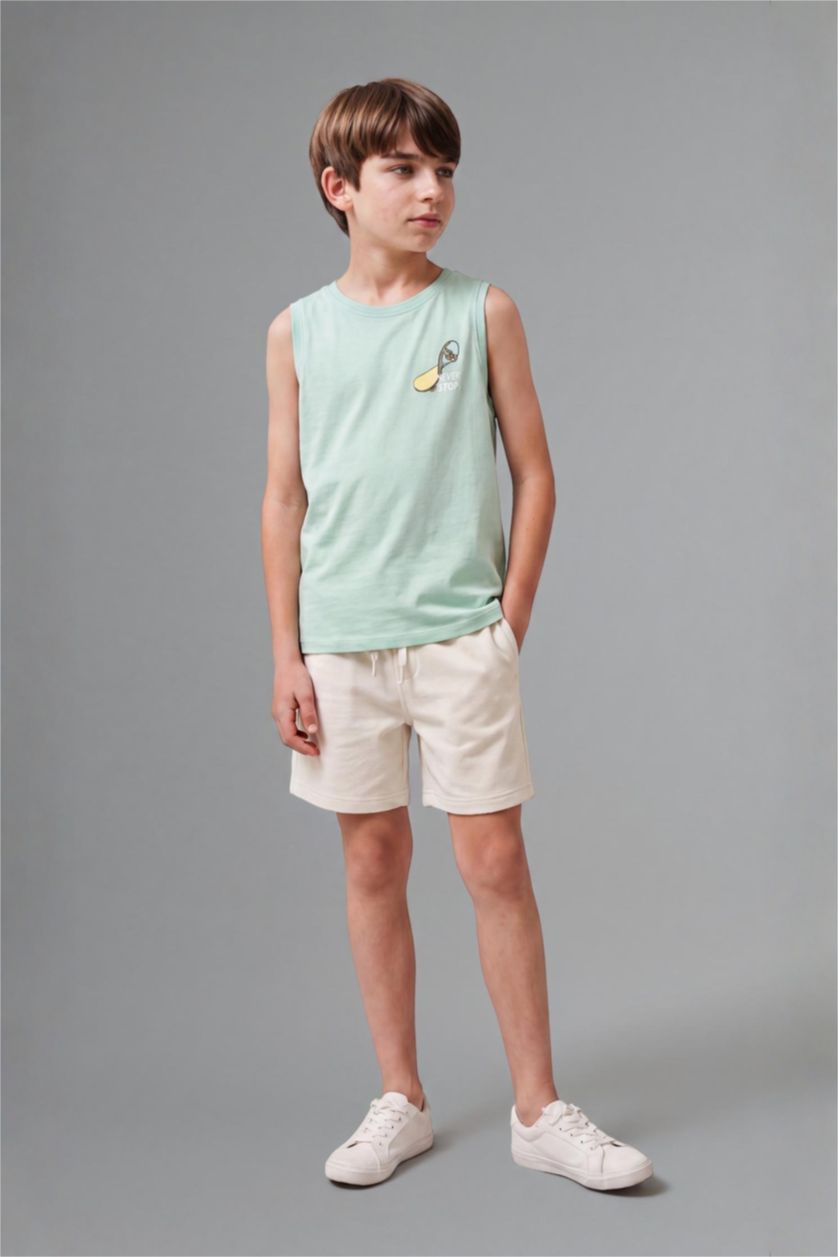 Young Boys - Teen Boys Mint Boy Regular Fit Slogan Tank Top