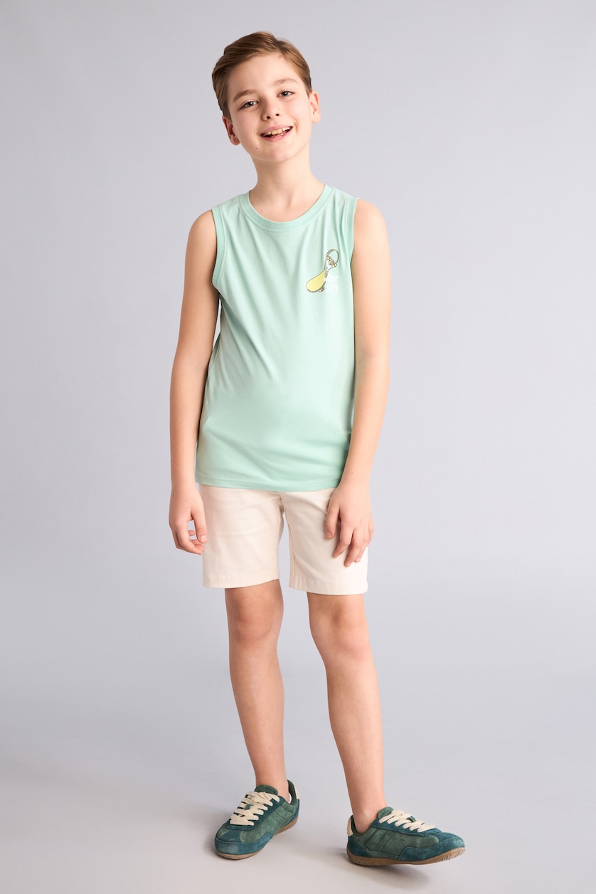 Young Boys - Teen Boys Mint Boy Regular Fit Slogan Tank Top