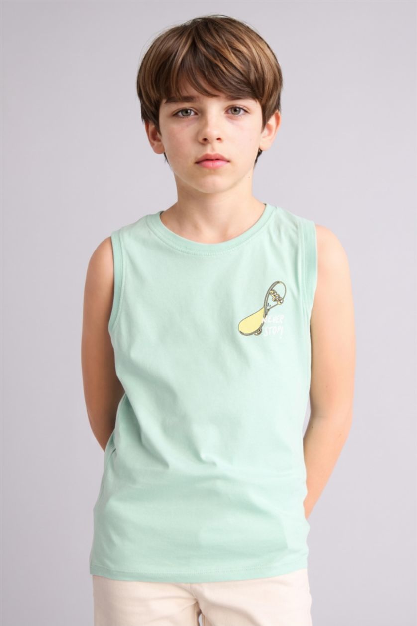 Erkek Çocuk - Genç Erkek Mint Slogan baskılı Atlet Erkek Çocuk