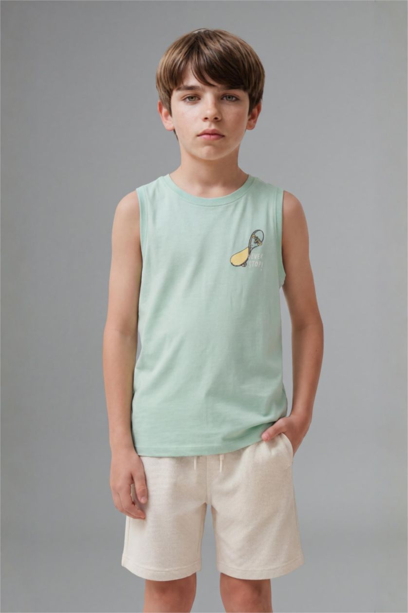 Young Boys - Teen Boys Mint Boy Regular Fit Slogan Tank Top