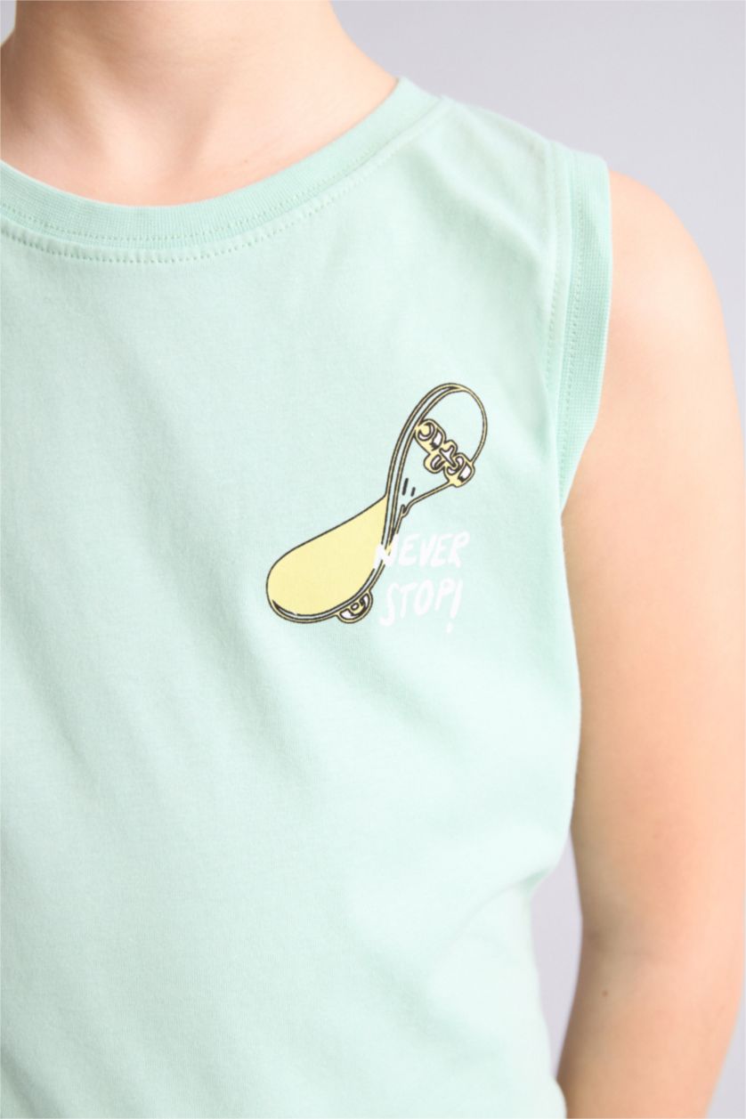 Erkek Çocuk - Genç Erkek Mint Slogan baskılı Atlet Erkek Çocuk