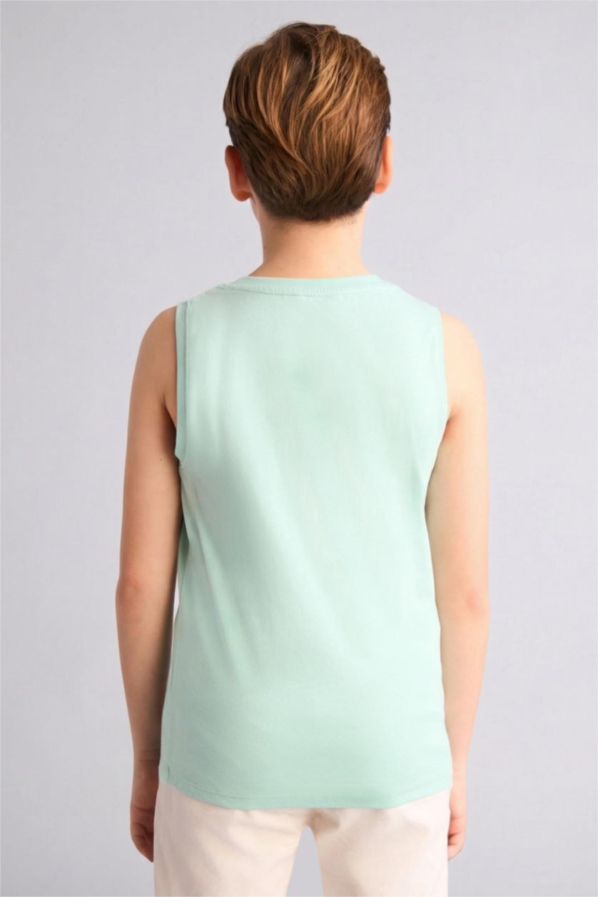 Erkek Çocuk - Genç Erkek Mint Slogan baskılı Atlet Erkek Çocuk