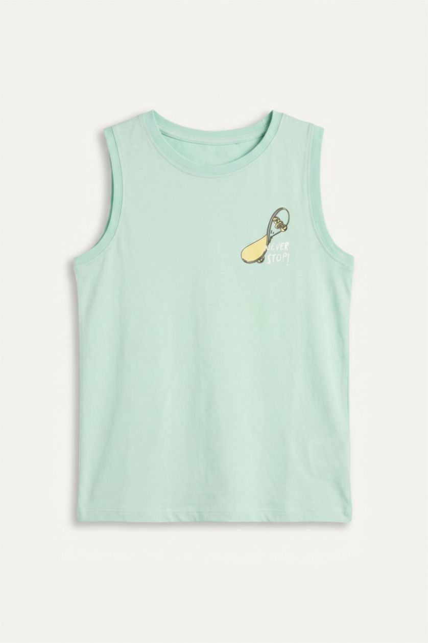 Young Boys - Teen Boys Mint Boy Regular Fit Slogan Tank Top
