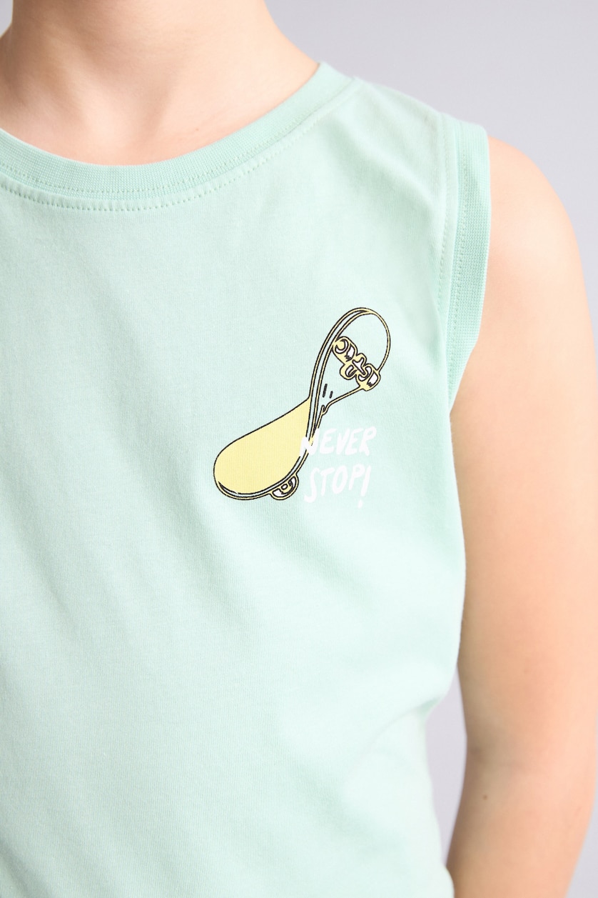 Young Boys - Teen Boys Mint Boy Regular Fit Slogan Tank Top
