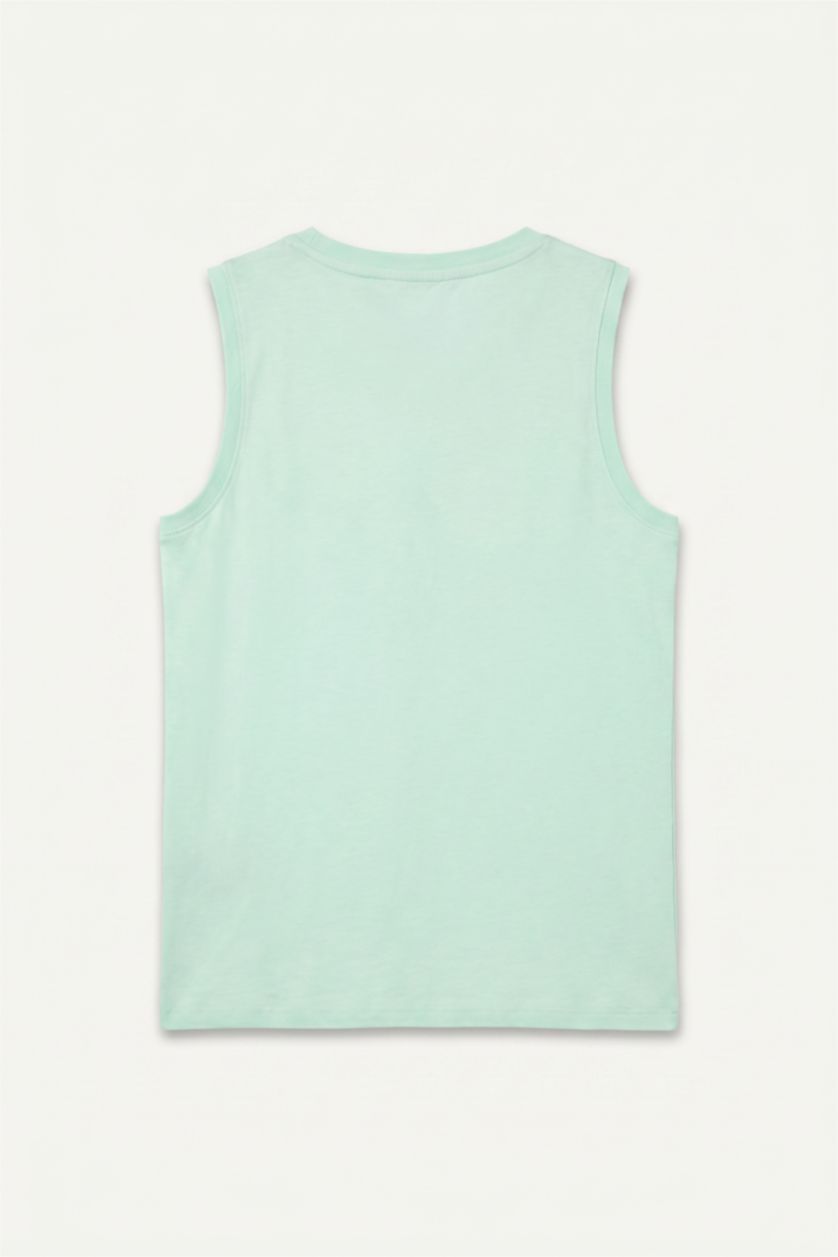 Young Boys - Teen Boys Mint Boy Regular Fit Slogan Tank Top