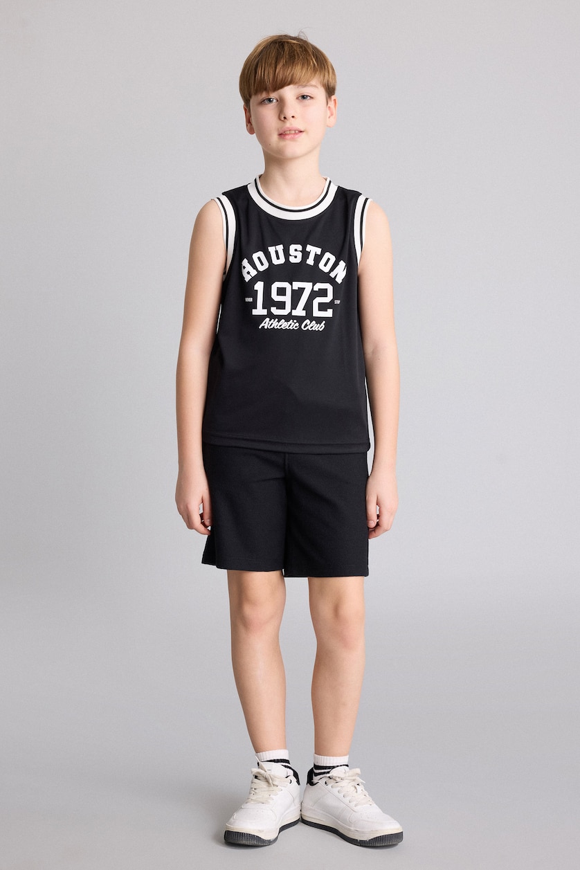Young Boys - Teen Boys Black Boy Regular Fit Printed Tank Top