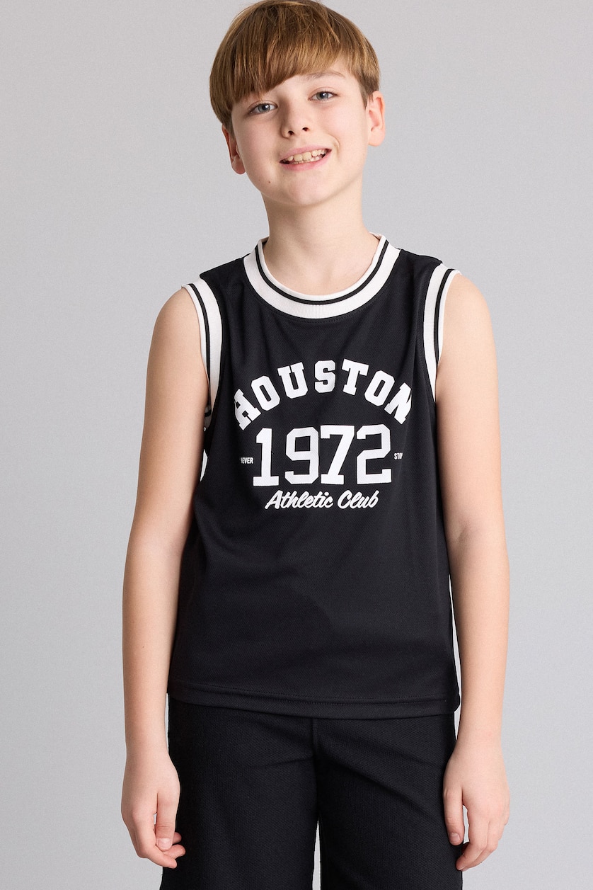Young Boys - Teen Boys Black Boy Regular Fit Printed Tank Top