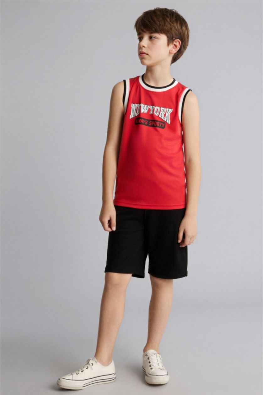 BOYS & TEENS Red Boy Regular Fit Printed Tank Top