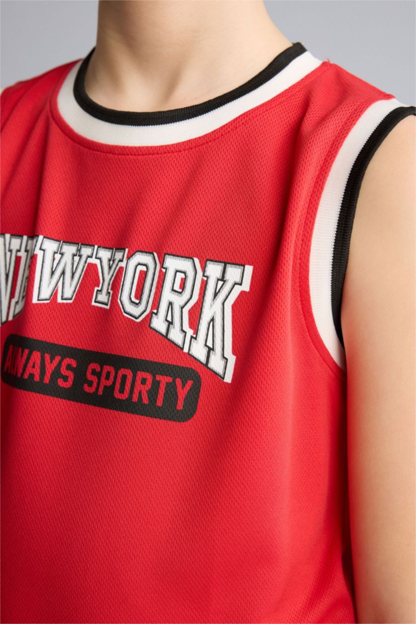 BOYS & TEENS Red Boy Regular Fit Printed Tank Top