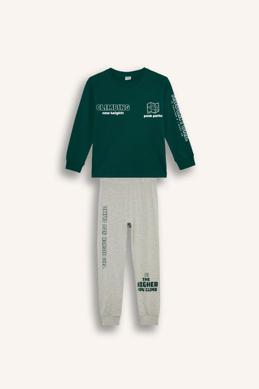 Boys & Teens Green 2 piece Regular Fit Knitted Pyjamas