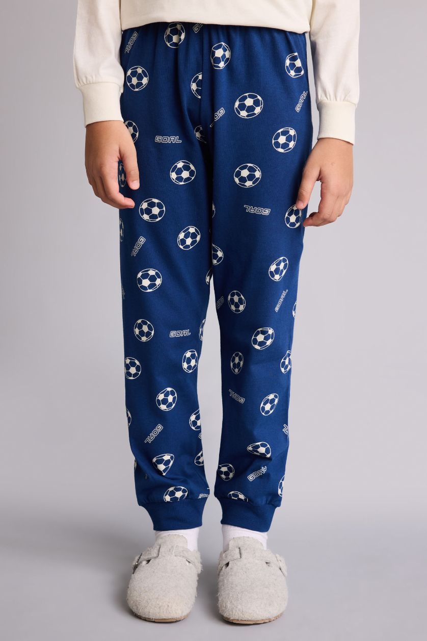 Boys & Teens Ecru 2 piece Regular Fit Knitted Pyjamas